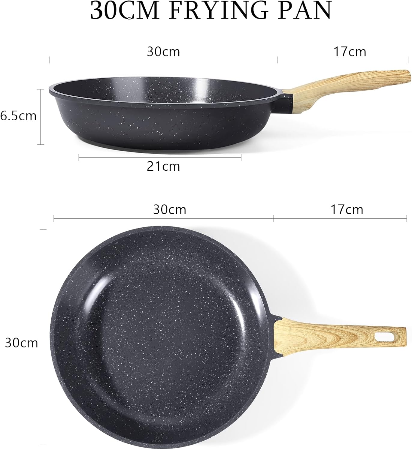 Detalle 2 de GiPP Grey Granite Ceramic Nonstick Skillet Frying Pan (30cm) with Stay-Cool Handle