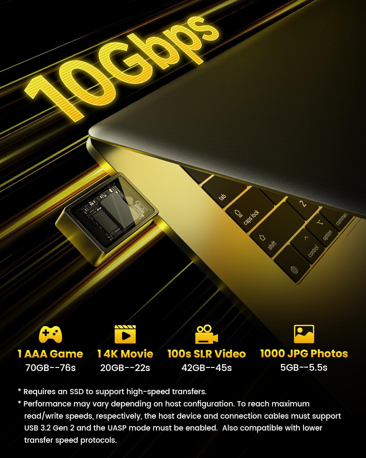 Detalle de sharge SD 001 SSDケース USB 3.2 Gen 2対応・最大2TB・ダークグレー