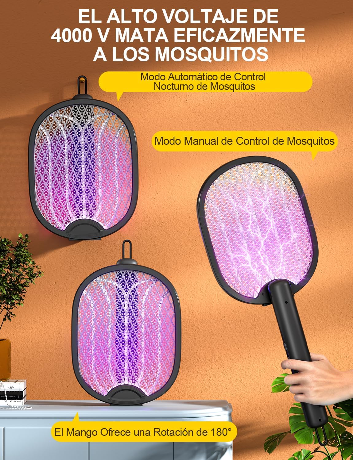 Thumbnail 4 de WOCVRYY Raqueta Mosquitos Eléctrica 4000V