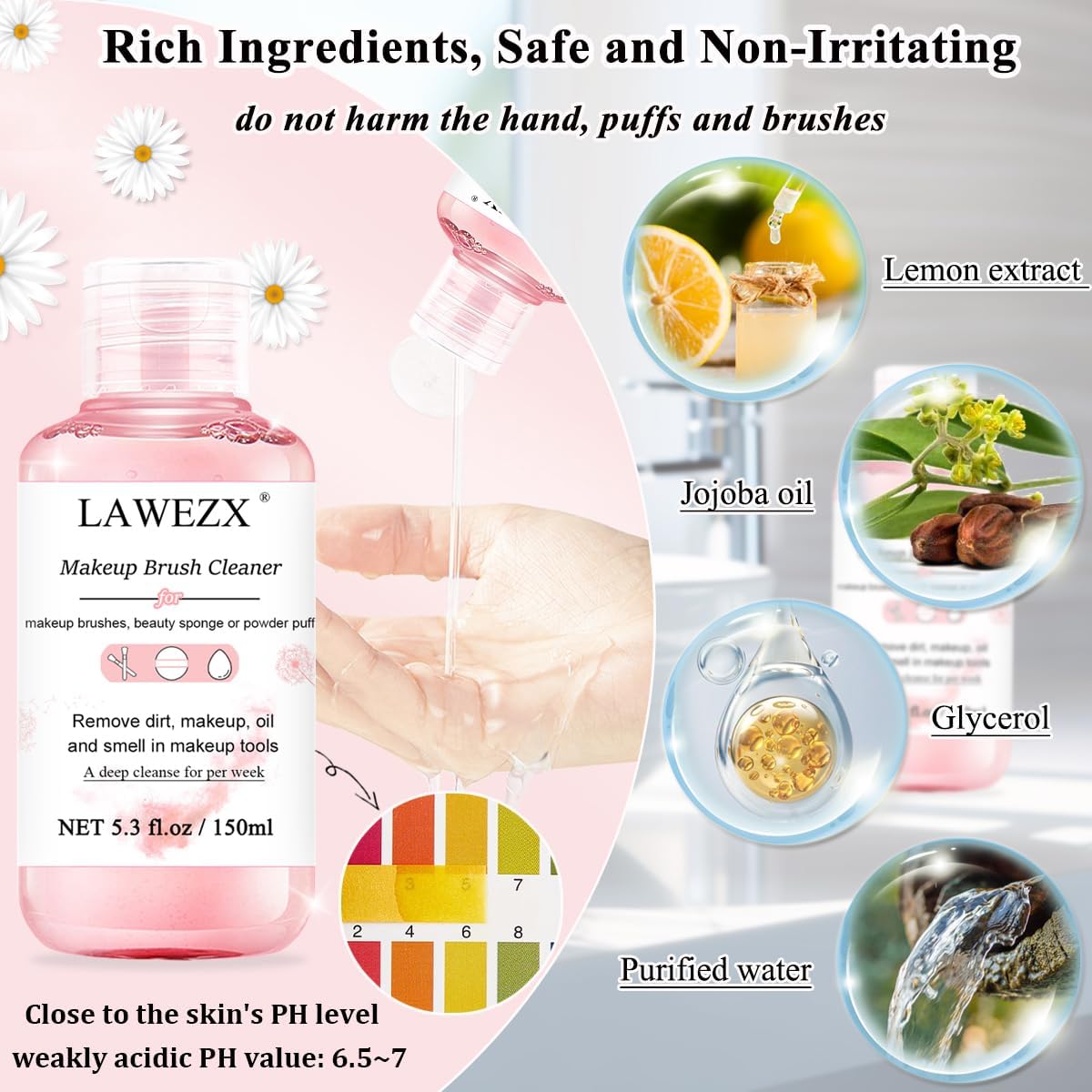 Thumbnail 2 de LAWEZX Nettoyant Pour Pinceau de Maquillage 150 ml – Nettoyant doux et efficace pour pinceaux et éponges