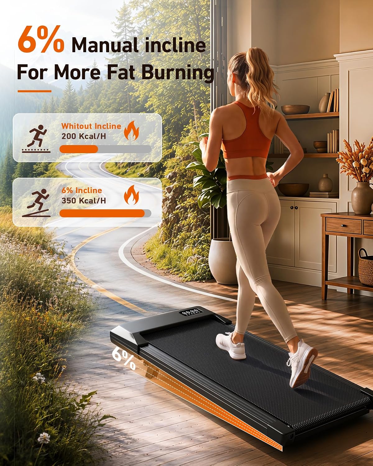 Thumbnail 1 de Superun BA10-Inc Walking Pad Treadmill, 6% Incline, 2.5 HP, 300 lb Capacity