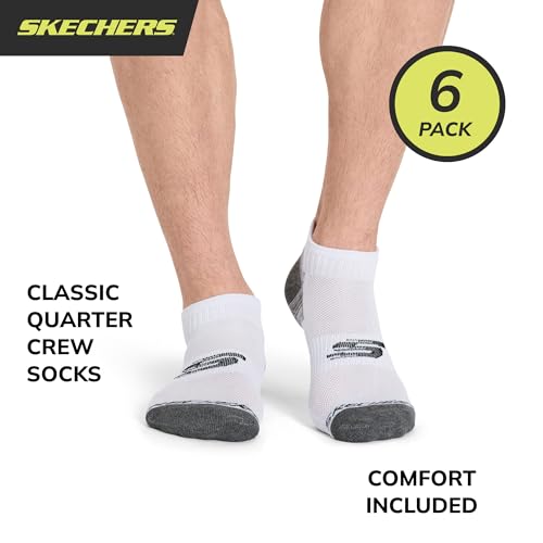 Detalle 2 de Skechers Quarter Crew Socks, blanc/gray, 10-13 ⚙