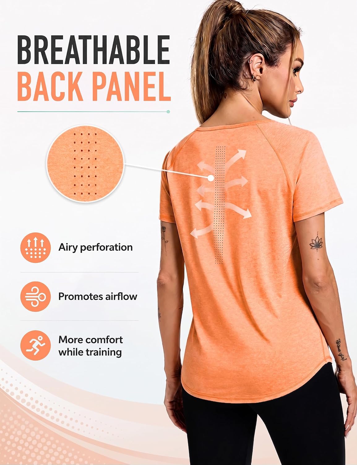 Detalle de Wayleb Maglietta Sportiva da Donna, Scollo a V, Manica Raglan, Traspirante — T-Shirt Fitness e Yoga