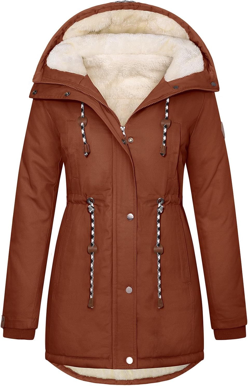 Detalle de Xnova Women's Winter Fleece-Lined Cotton Parka Jacket with Hood – Windproof, Padded Thermal Overcoat
