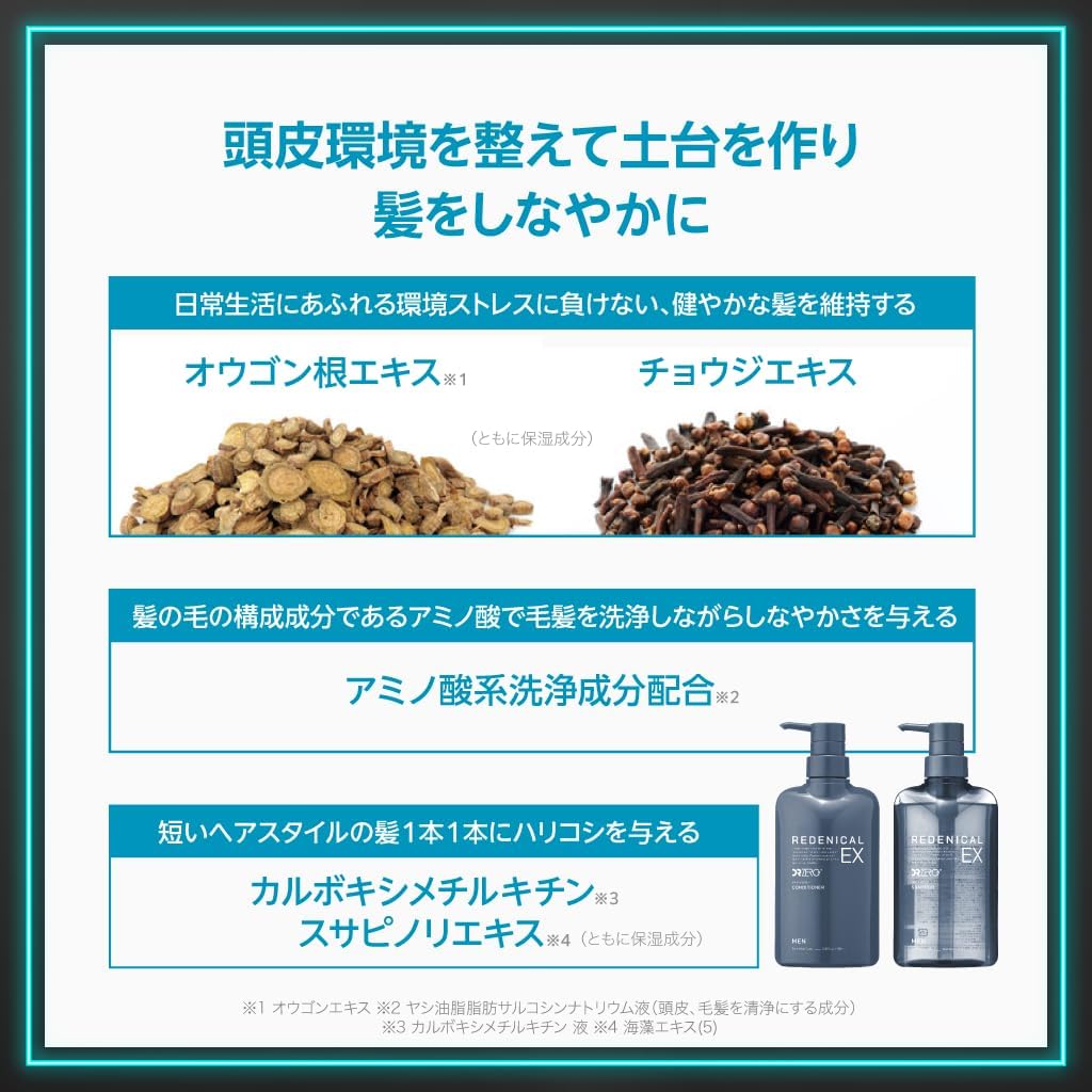 Detalle 2 de DRZERO リデニカルEX 薬用ヘア&スカルプシャンプーMEN 400mL|リデンシル2倍量配合