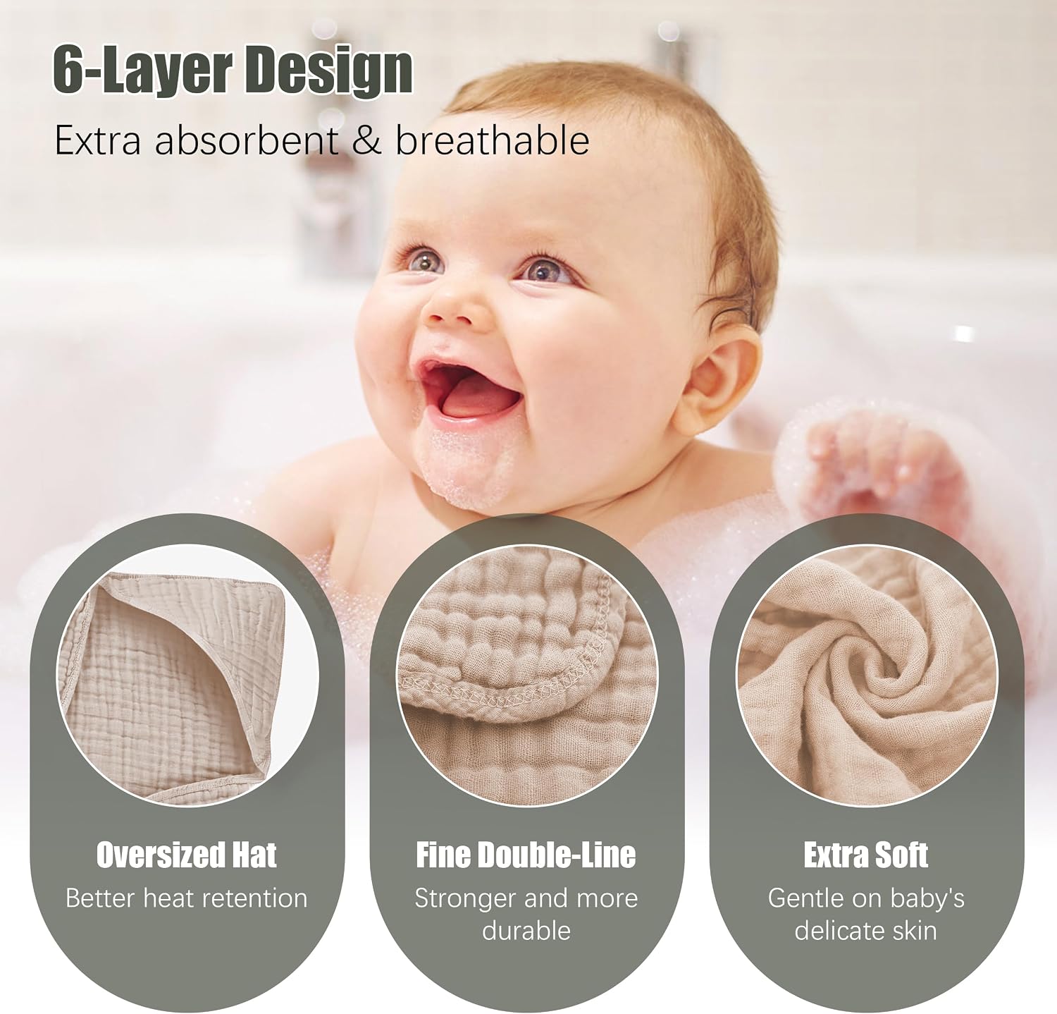 Detalle de Spotted Play Hooded Baby Towels, 32 x 32 Inches