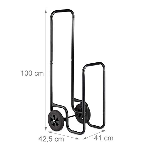 Thumbnail 3 de Relaxdays Carro Leña 100×41×42,5 cm, 60 kg 🪵