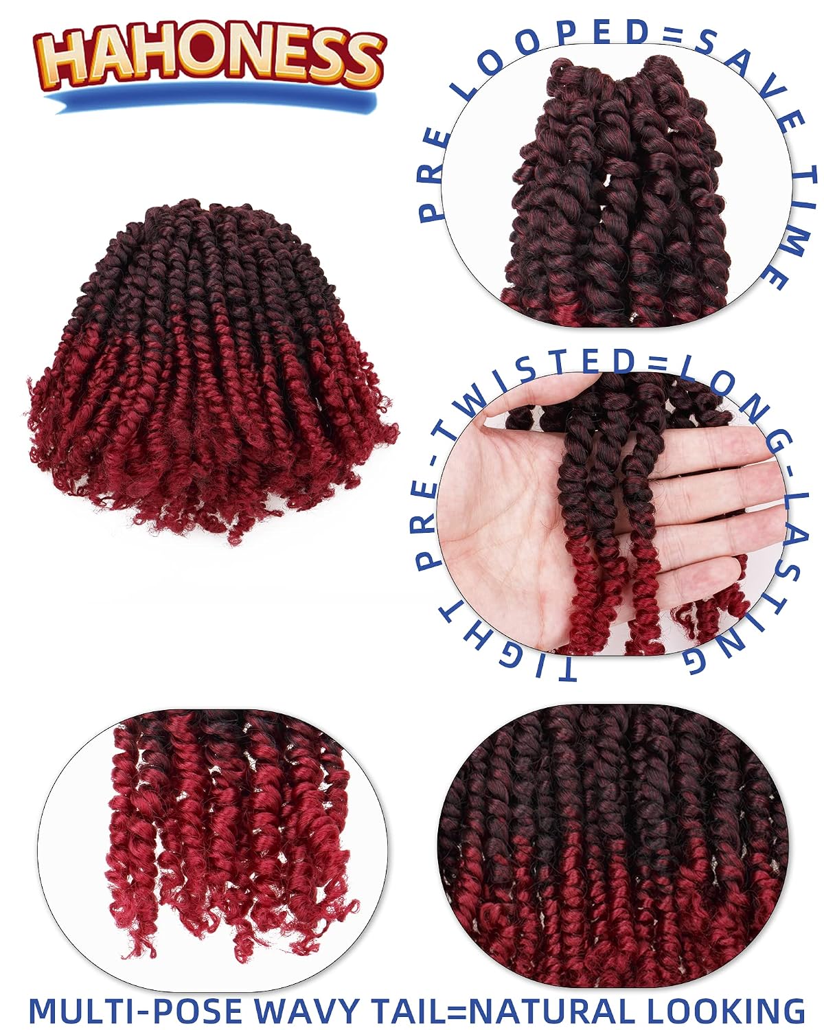 Detalle de Hahoness Passion Twist Crochet Hair, 6-Inch