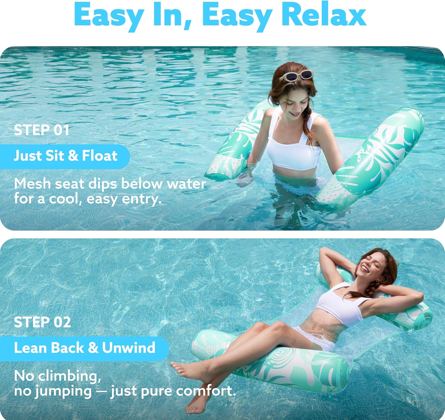 Thumbnail 3 de Sloosh 2 Packs Hammock Pool Floats for Adults — 4-in-1 Inflatable Lounge