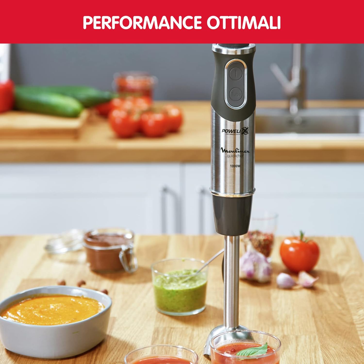 Detalle de Moulinex DD6578 Quickchef 2in1 Frullatore a Immersione: potenza 1000 W, tecnologia Powelix e accessori inclusi