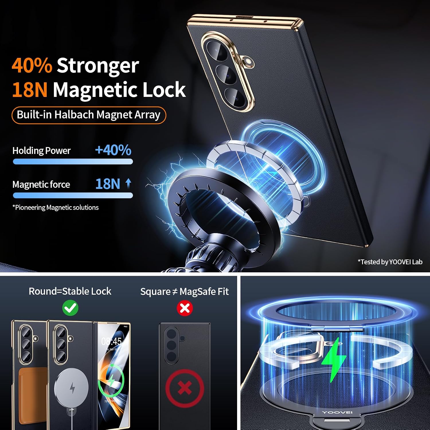 Detalle 2 de YOOVEI Samsung Galaxy Z Fold 7 leather case with hinge protection