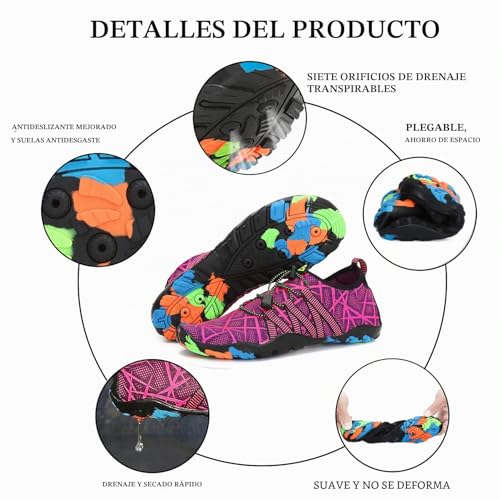 Thumbnail 5 de SAGUARO Escarpines de agua para hombre y mujer – Zapatillas de Playa y Natación, secado rápido, antideslizantes, color morado, EU 39