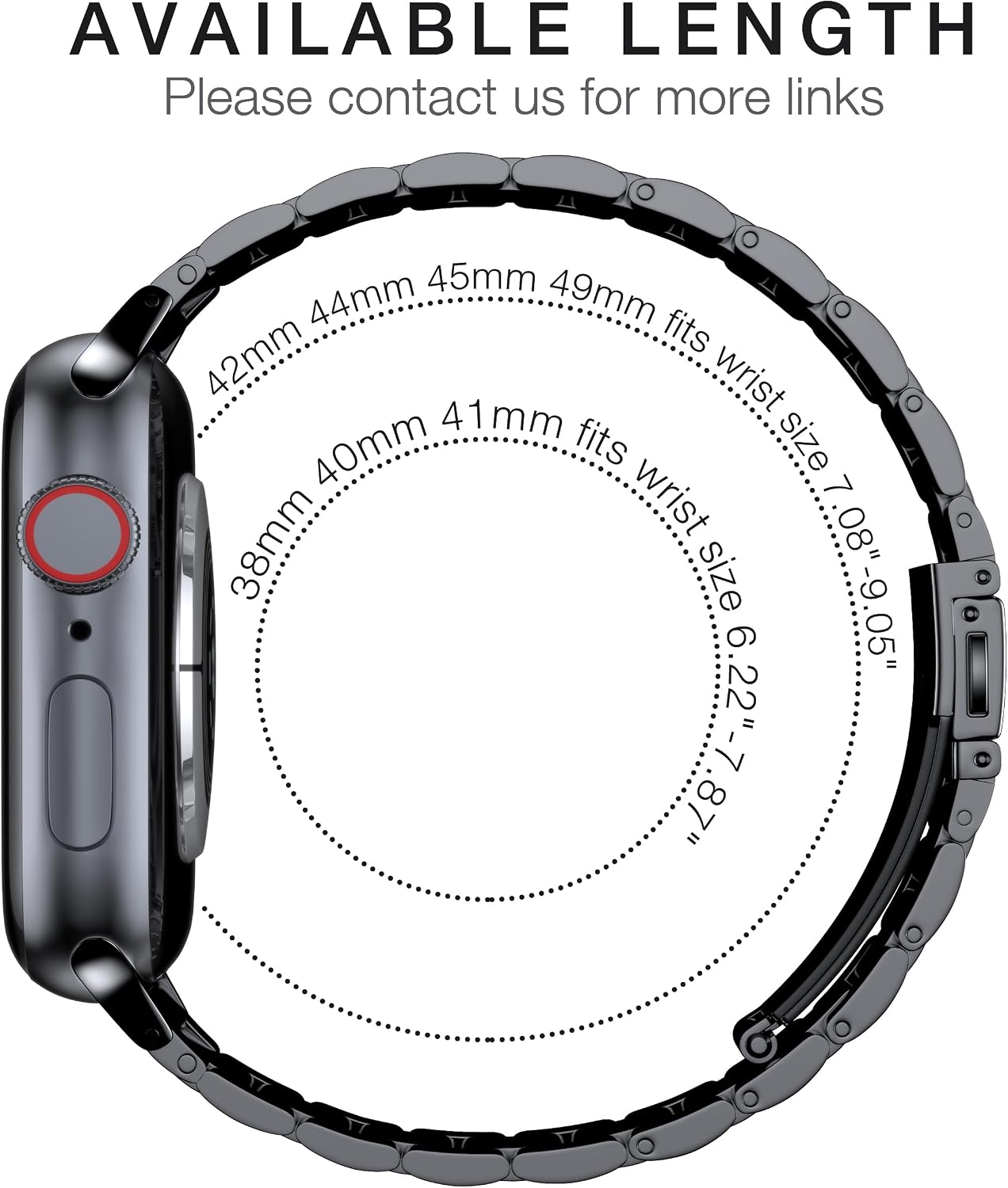 Detalle de OULUOQI Stainless Steel Metal Apple Watch replacement strap (316 stainless steel) for 38–49mm models