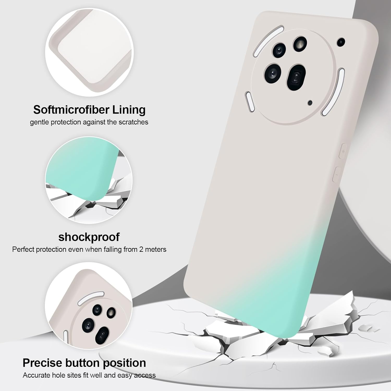 Thumbnail 1 de GiiYoon Case for Nothing Phone 3a Pro – Silky Silicone, Full-Body Protection in Off White