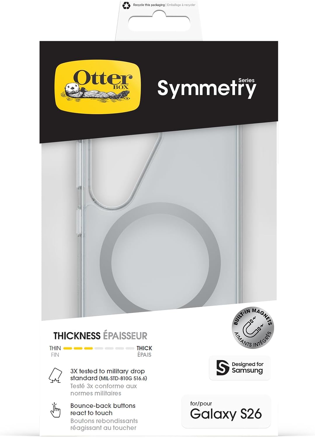 Detalle de OtterBox Cover Symmetry Series Clear con Magneti per Samsung Galaxy S26 – ultrasottile, trasparente e resistente