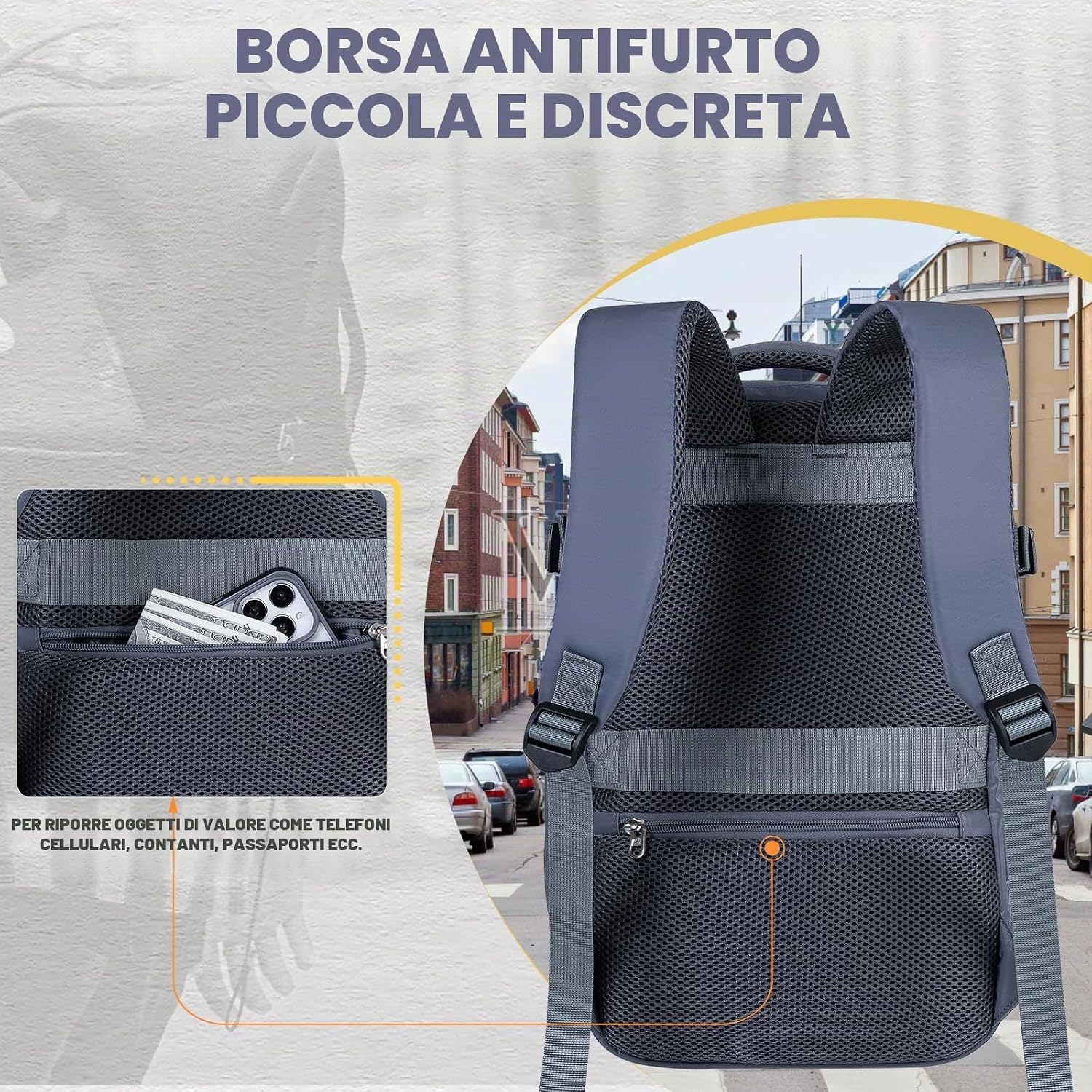 Detalle de VMIKIV Zaino 40x30x20 per Ryanair – Zaino da viaggio 24L con scomparto laptop 14" e tasche multiservizio
