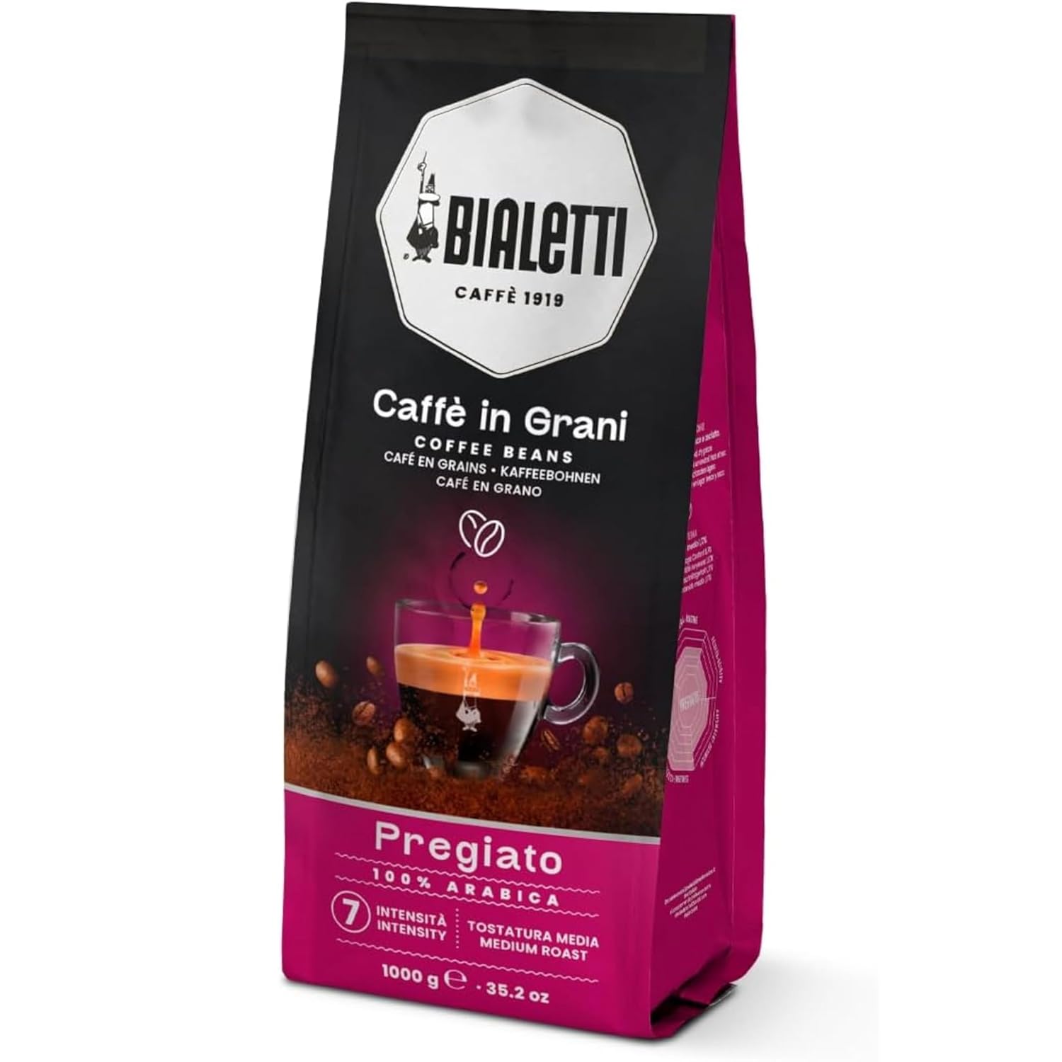 Bialetti Grain Expert Pregiato-Kaffeebohnen, 1 kg – 100% Arabica