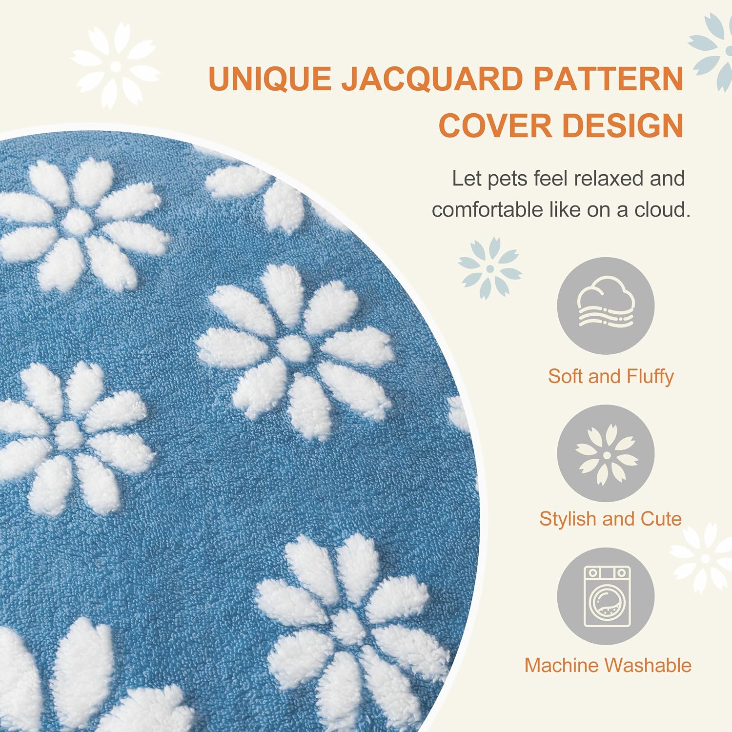 Detalle de Yaning dog bed for large dogs (89x56x10cm) with removable washable cover and anti-slip base, grey paw
