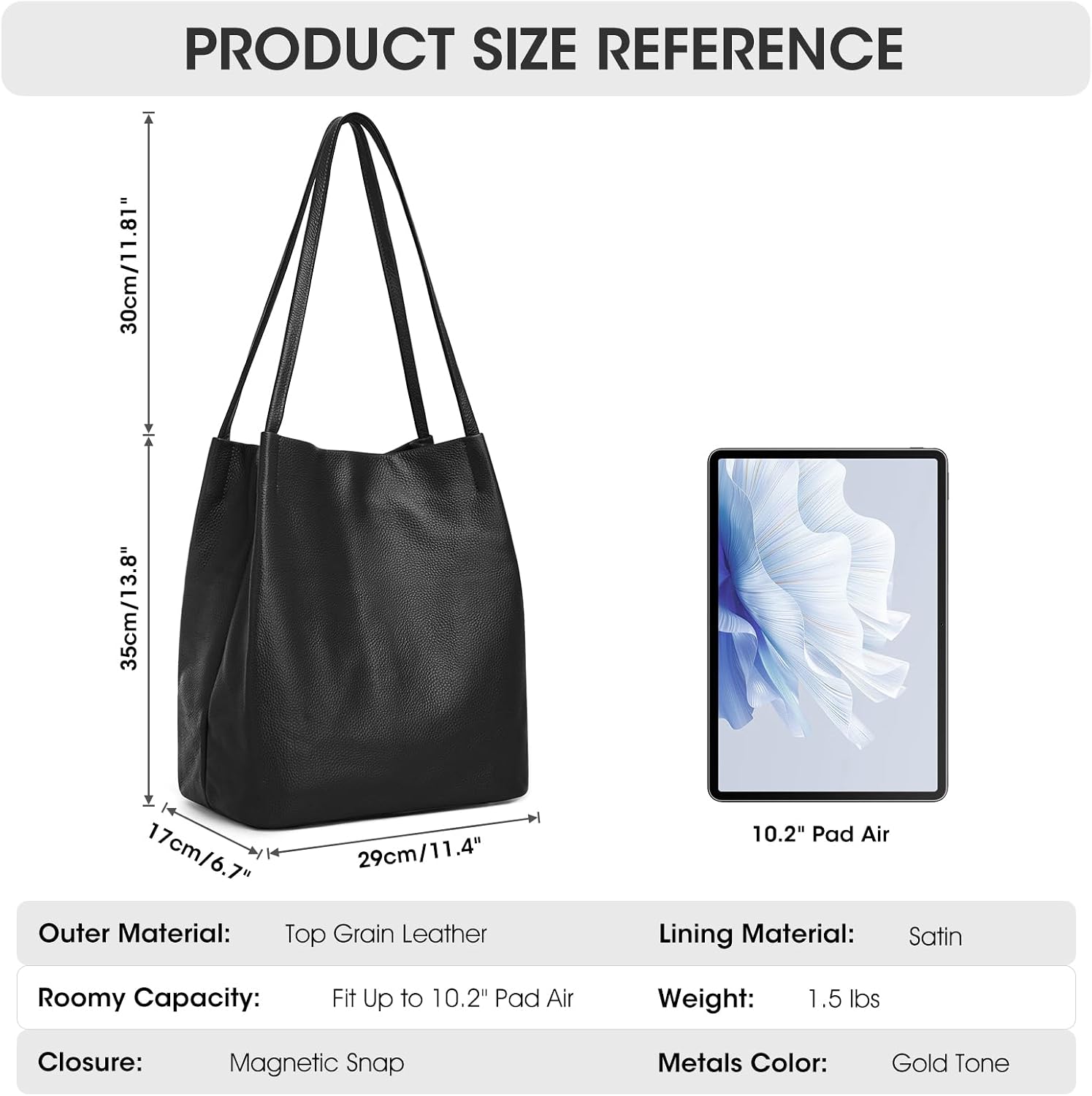 Thumbnail 2 de Kattee Borsa a tracolla da donna in morbida pelle con chiusura magnetica superiore, grande