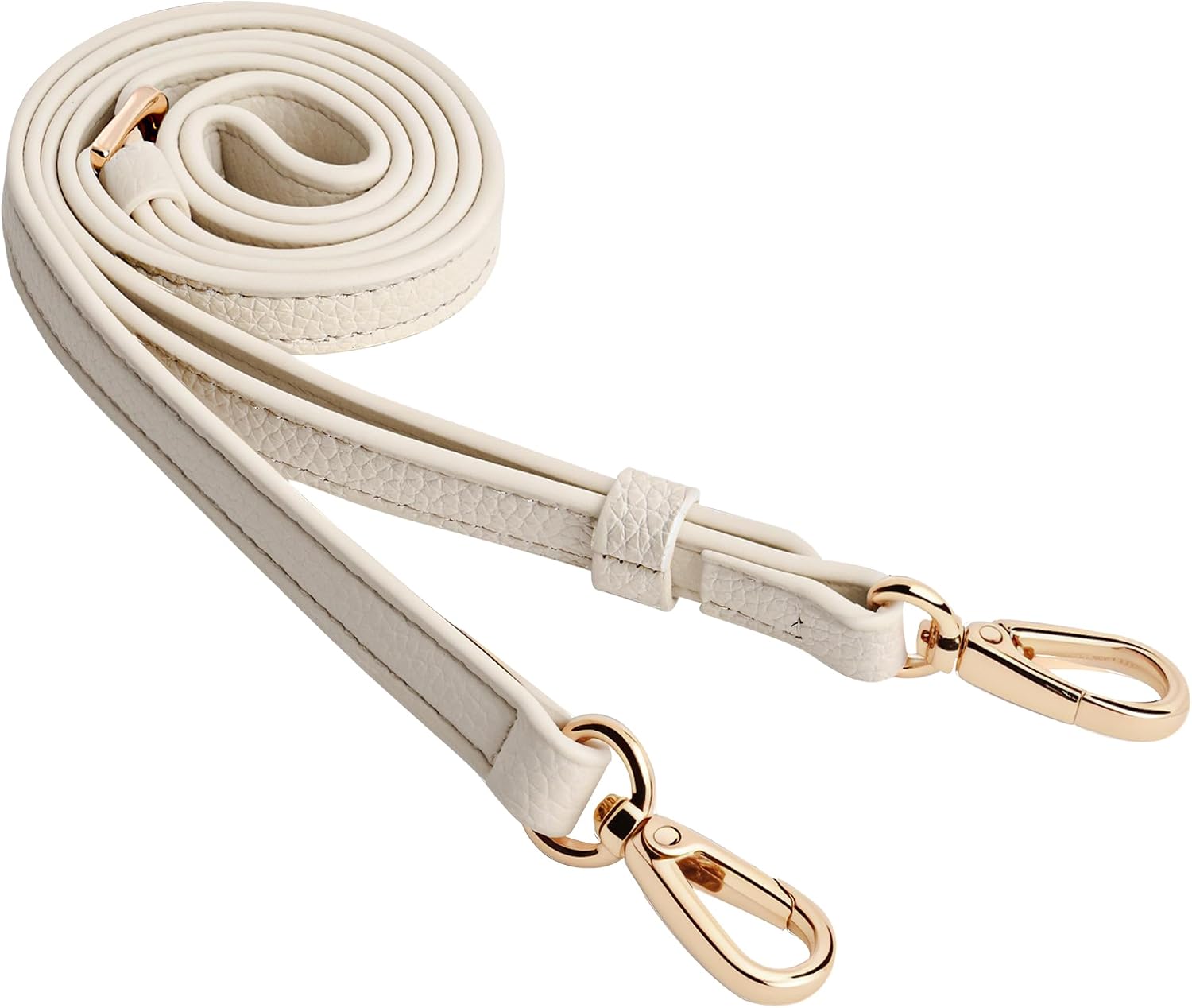 Detalle de SEAVILIA Adjustable PU Leather Purse Strap, Thin 0.47-Inch, Beige with Gold Hardware