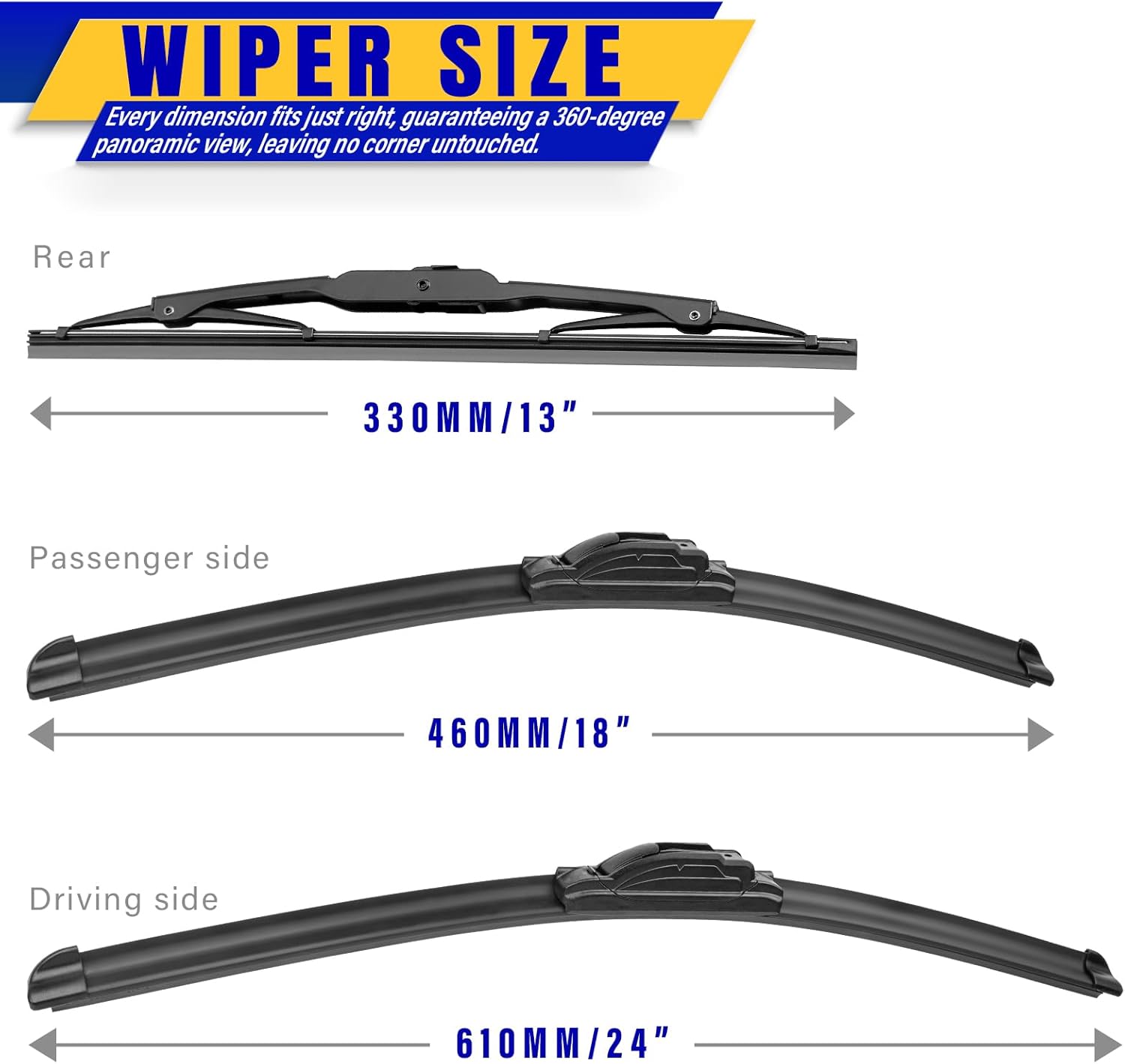 Detalle 2 de 3 Wipers Replacement for 2018-2021 Chevy Equinox – OEM-Quality Windshield Blades (Set of 3) 24/18/13 inches