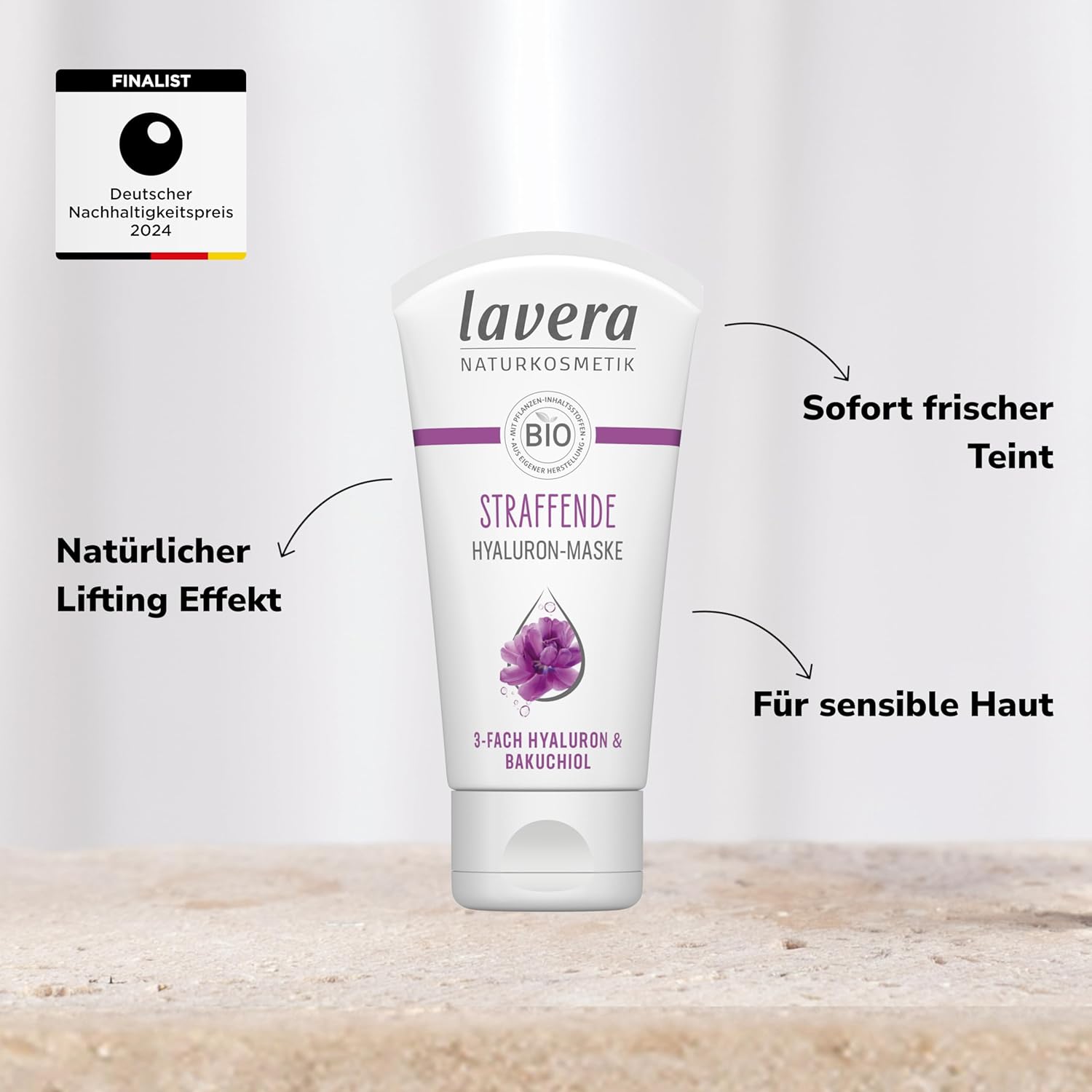 Detalle de Lavera Masque raffermissant à l'acide hyaluronique — végétalien, cosmétique naturel, triple acide hyaluronique et Bakuchiol | 50 ml
