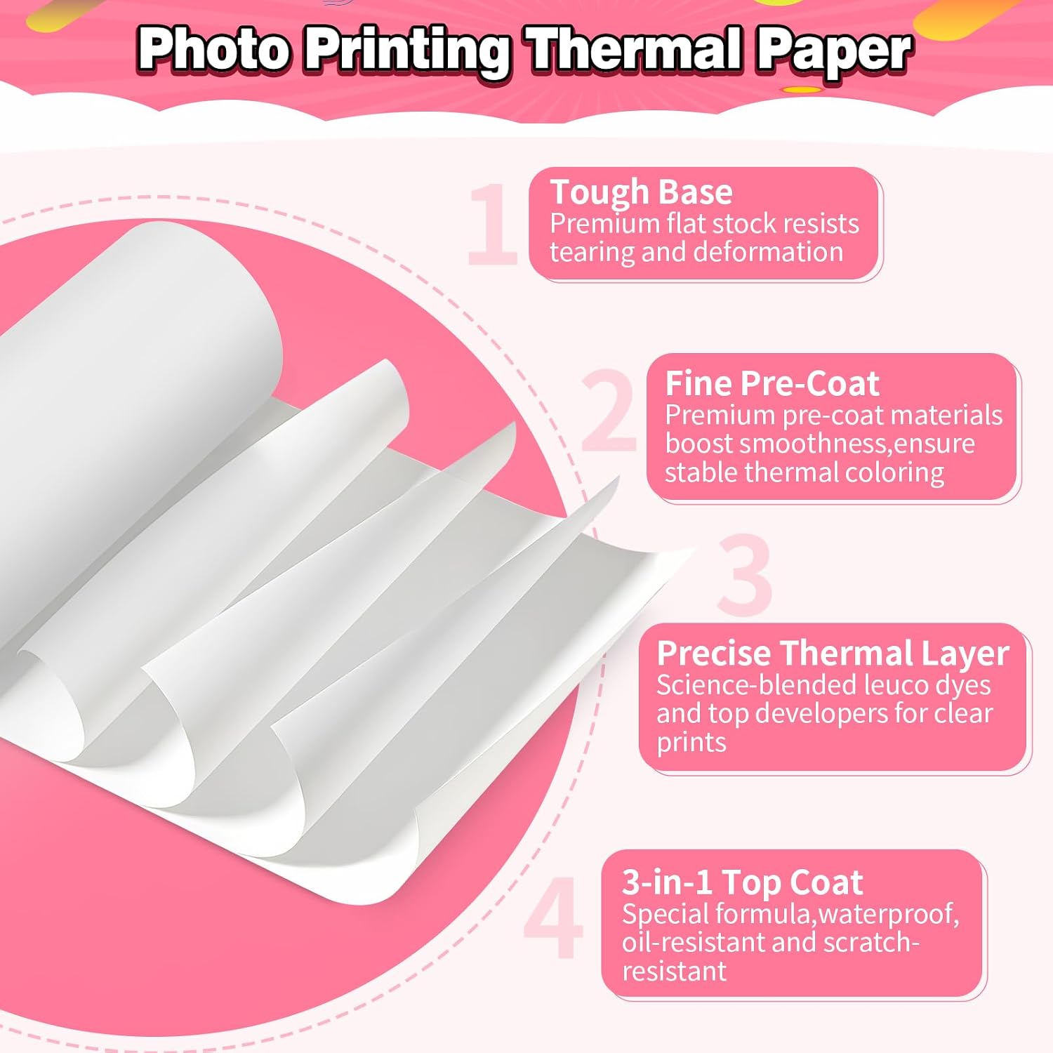 Detalle 1 de Leebotree Thermal Photo Paper Rolls, 12-Pack, 2.2-Inch Glossy