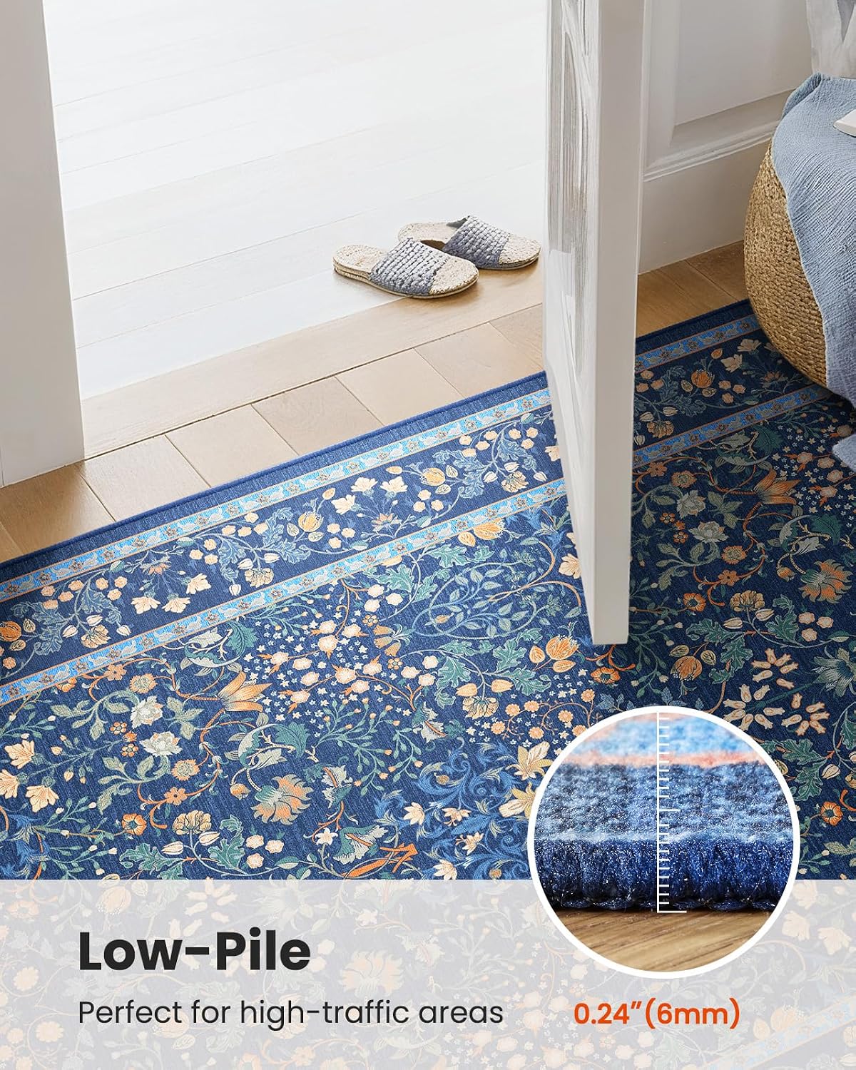 Thumbnail 6 de Area Rugs 8x10 Washable Floral Rug for Living Room