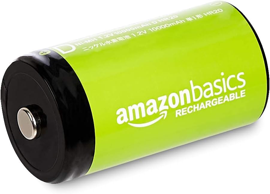 Detalle de Amazon Basics Lot de 4 piles rechargeables type D NiMH 10000 mAh — prêt à l’emploi et réutilisables