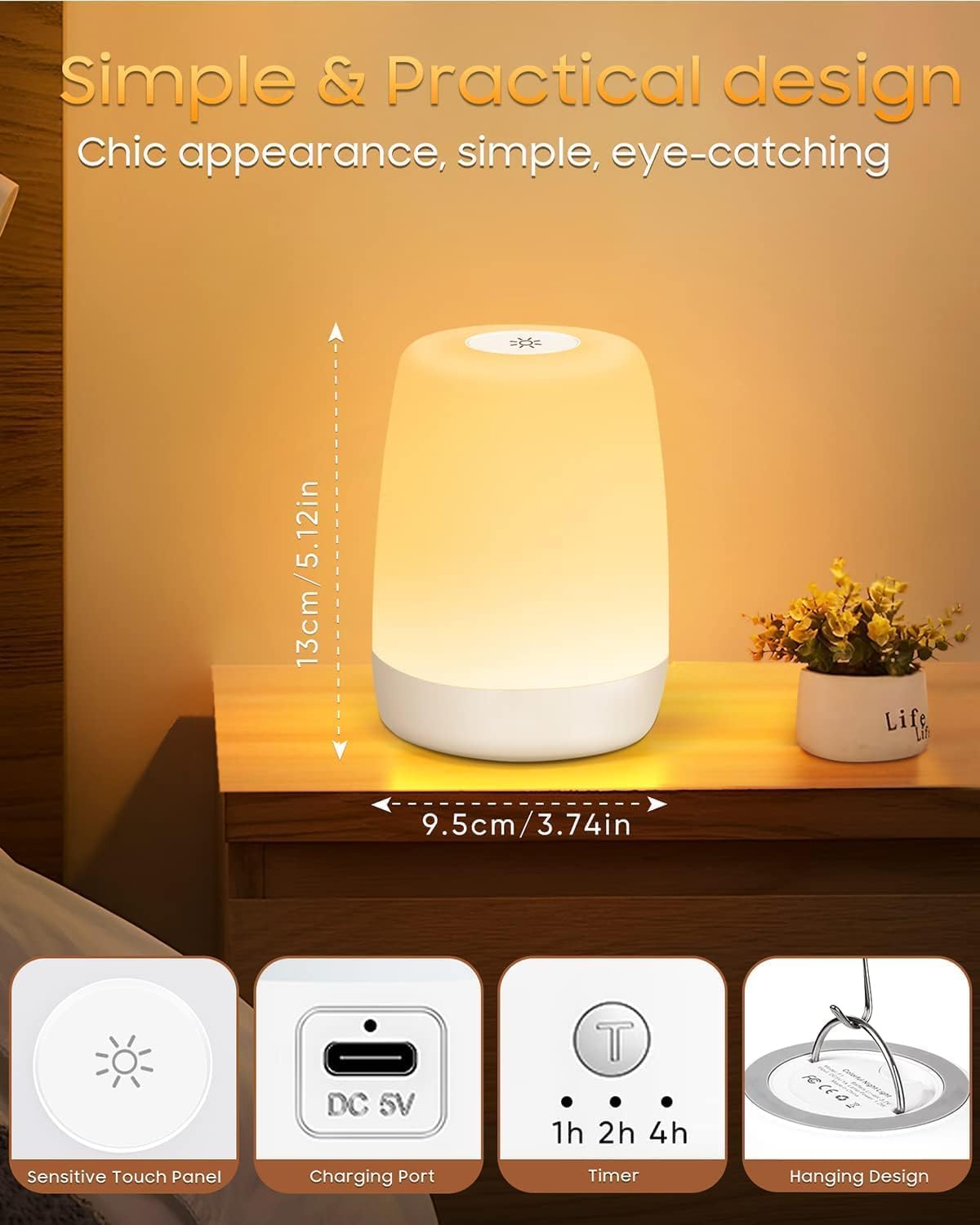 Thumbnail 4 de MEDE Night Light Bedside Lamp with Touch Control, RGB Modes & Timer