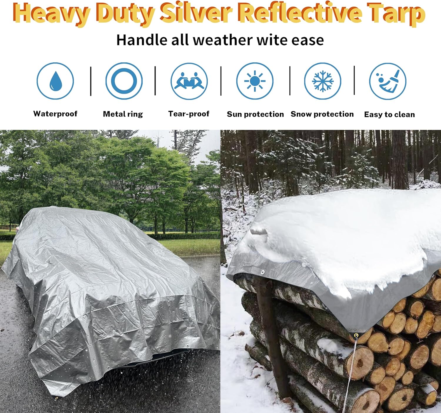 Detalle 2 de TARPAL 14x14 Heavy Duty Silver Reflective Tarp (14mil) with Grommets
