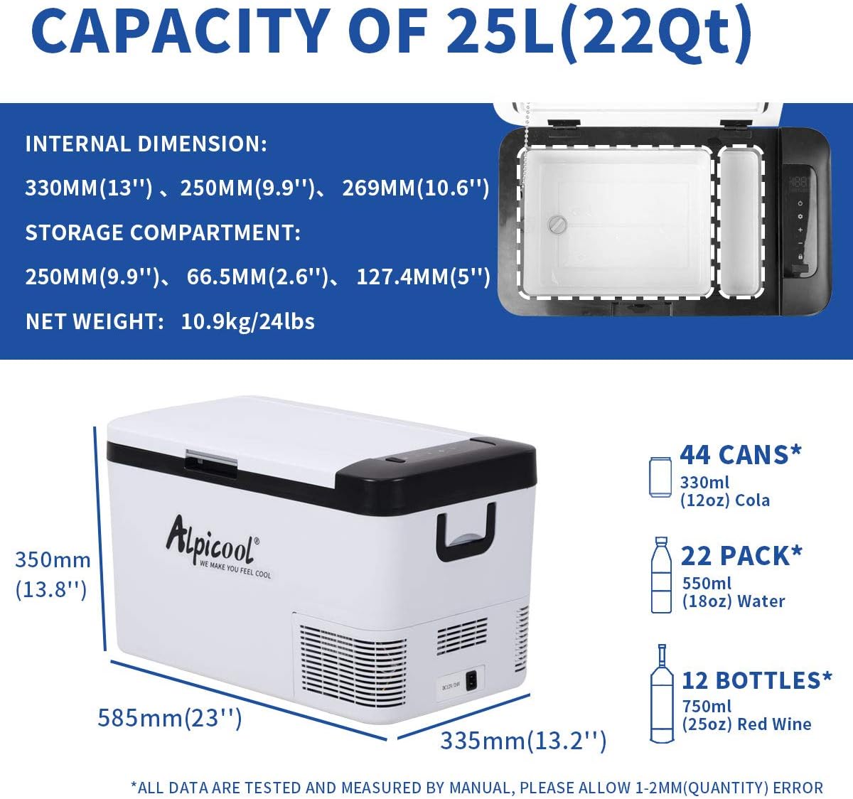 Thumbnail 4 de Alpicool K25 25L car fridge freezer −20℃ to 20℃