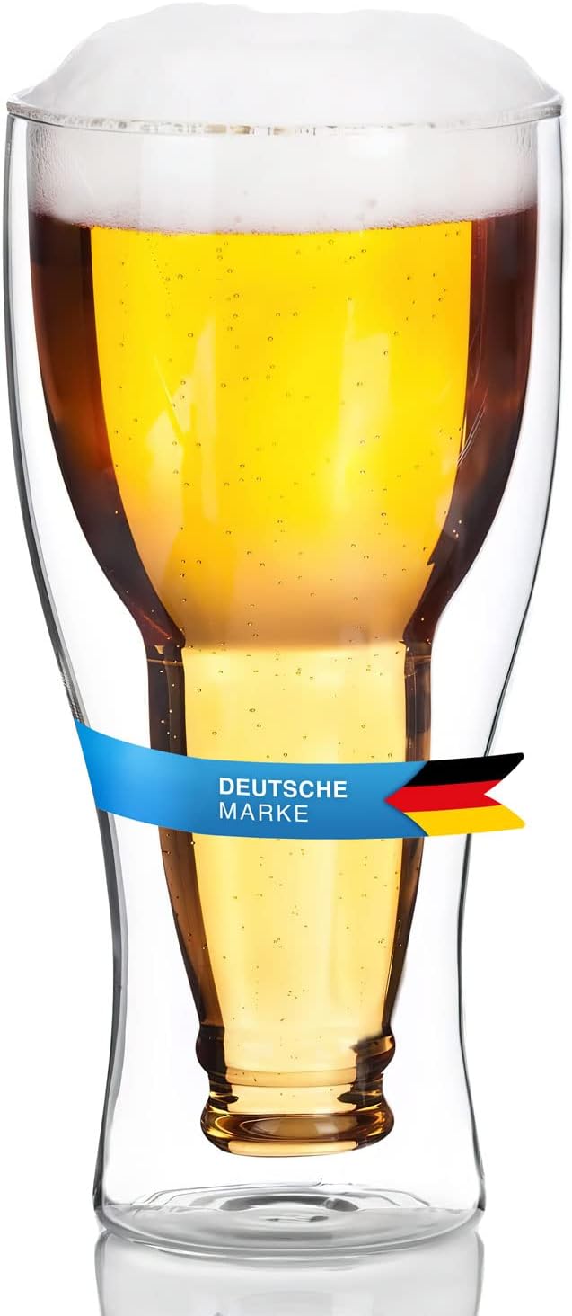 Detalle 2 de Dimono 330 ml Double-Walled Beer Glass with Inverted Bottle Design