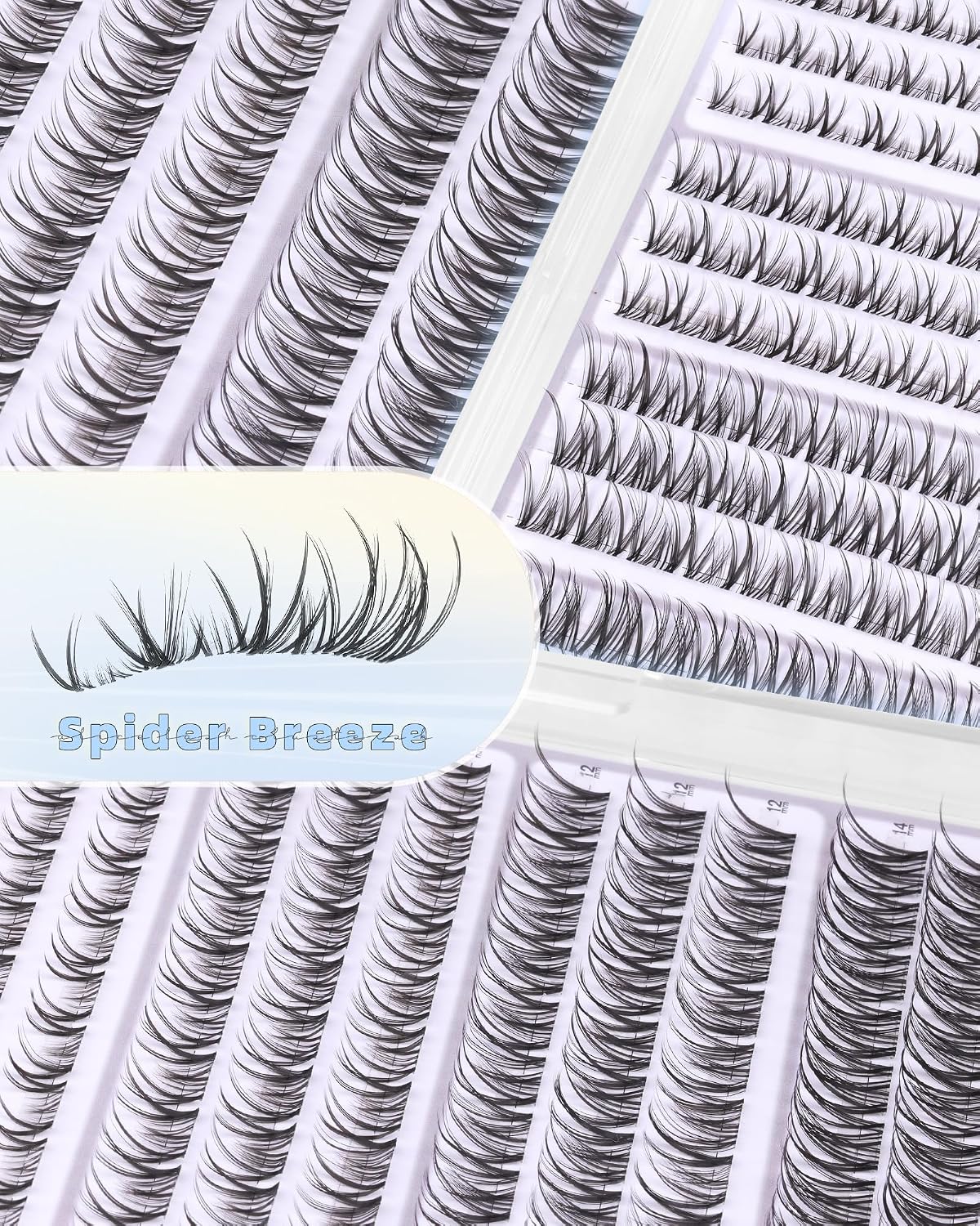 Thumbnail 5 de Spider Lash Clusters Kit Wispy Eyelash Extension Kit (Natural Clusters, CC-Curly, 8mm–14mm) DIY at Home