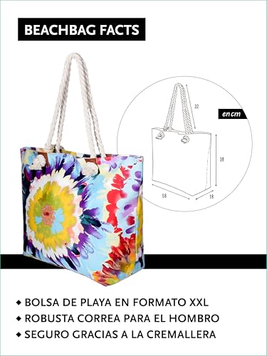 Thumbnail 1 de DonDon Bolso de playa grande impermeable con cremallera Aquarelle Life