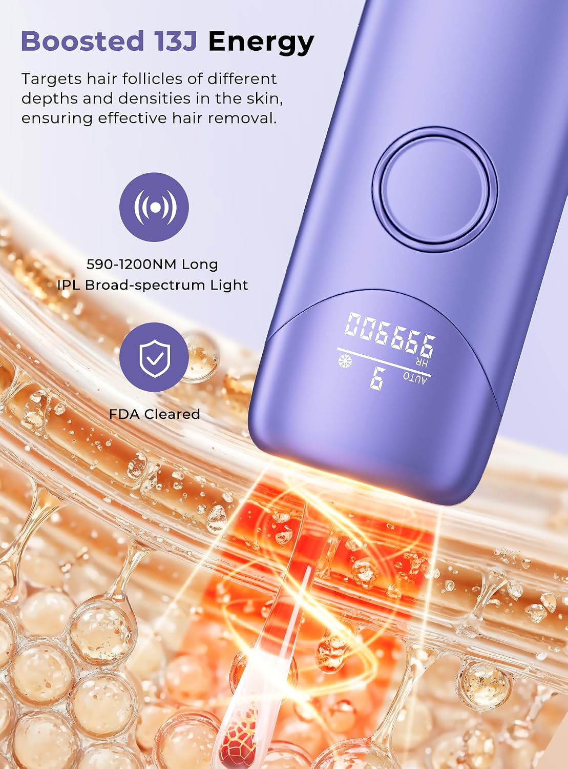 Thumbnail 1 de Ubroo IPL Hair Removal with 5°C Ice Cooling – Hand-Held Full-Body Laser Hair Removal (Purple)