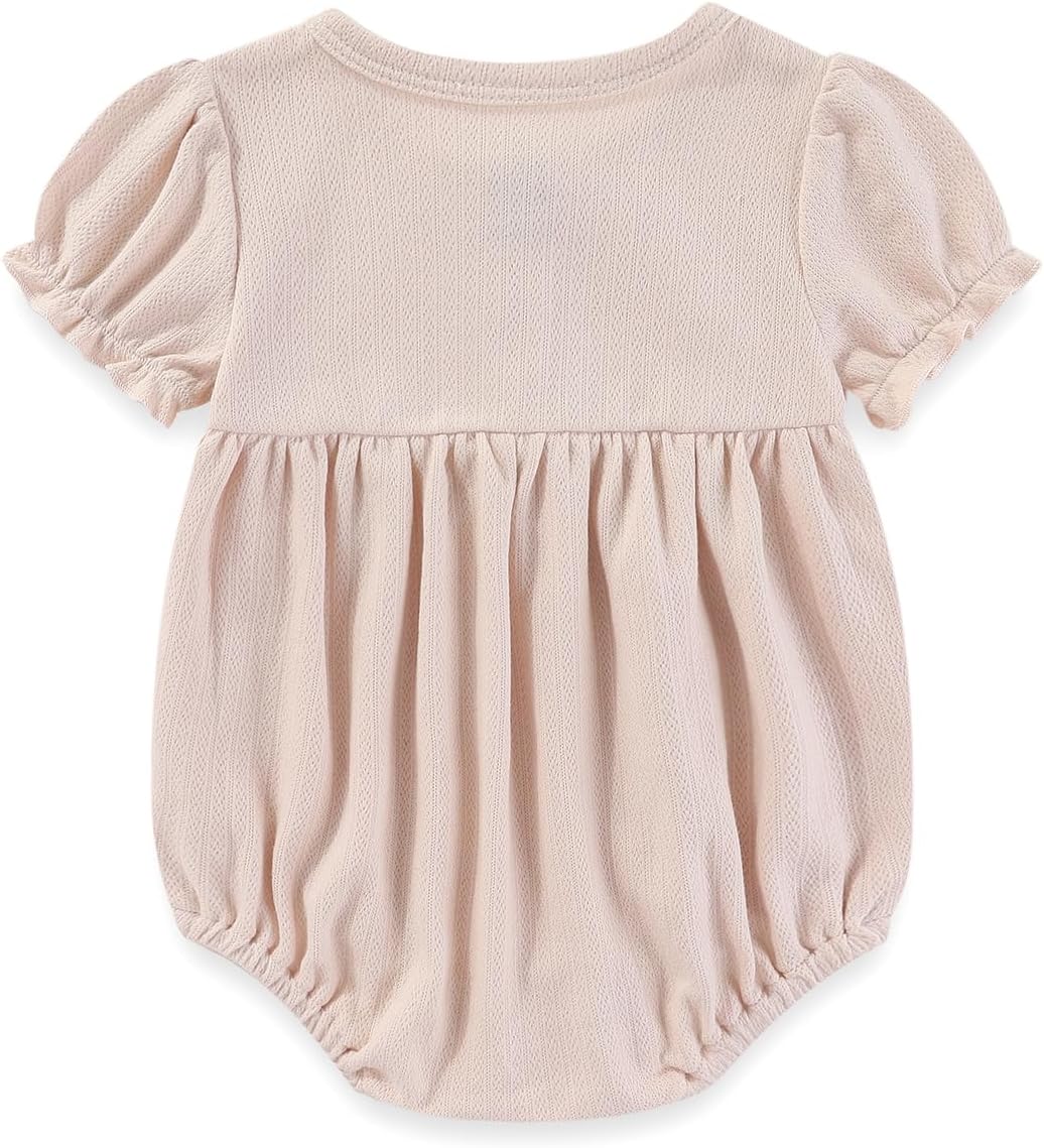 Thumbnail 1 de Ecojoy Baby Girl 3-Piece Grow Bodysuit Set with Long/Short Sleeves and 3 Headbands/Hats