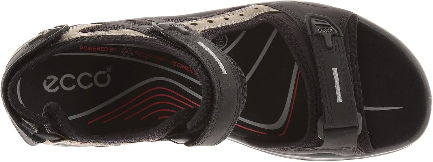 Detalle de ECCO Damen Offroad Yucatan Schwarz/Mole – langlebiger Lederschuh mit 3-Riemen-Verschluss