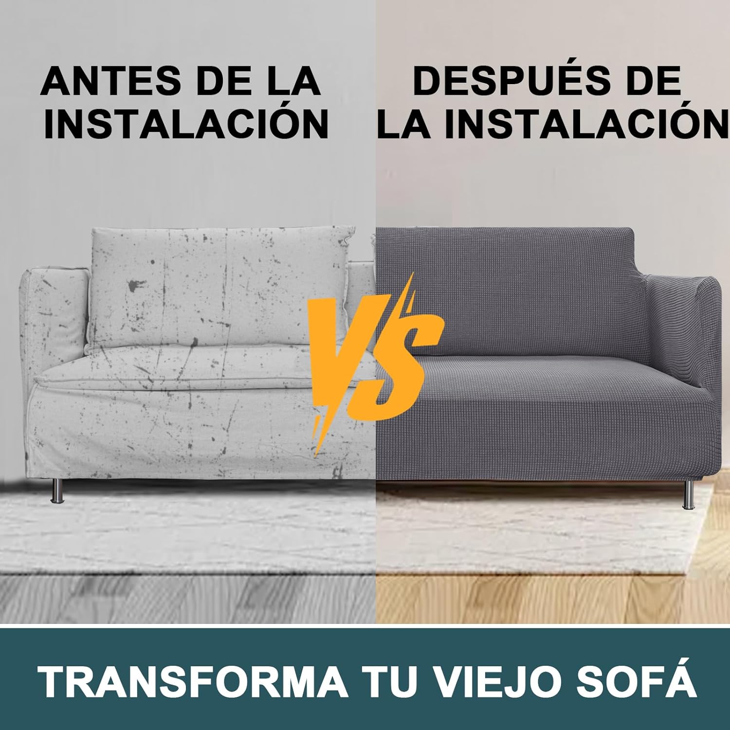 Thumbnail 4 de BellaHills fundas sofá SÖDERHAMN 3+2 plazas antimanchas gris 🛋