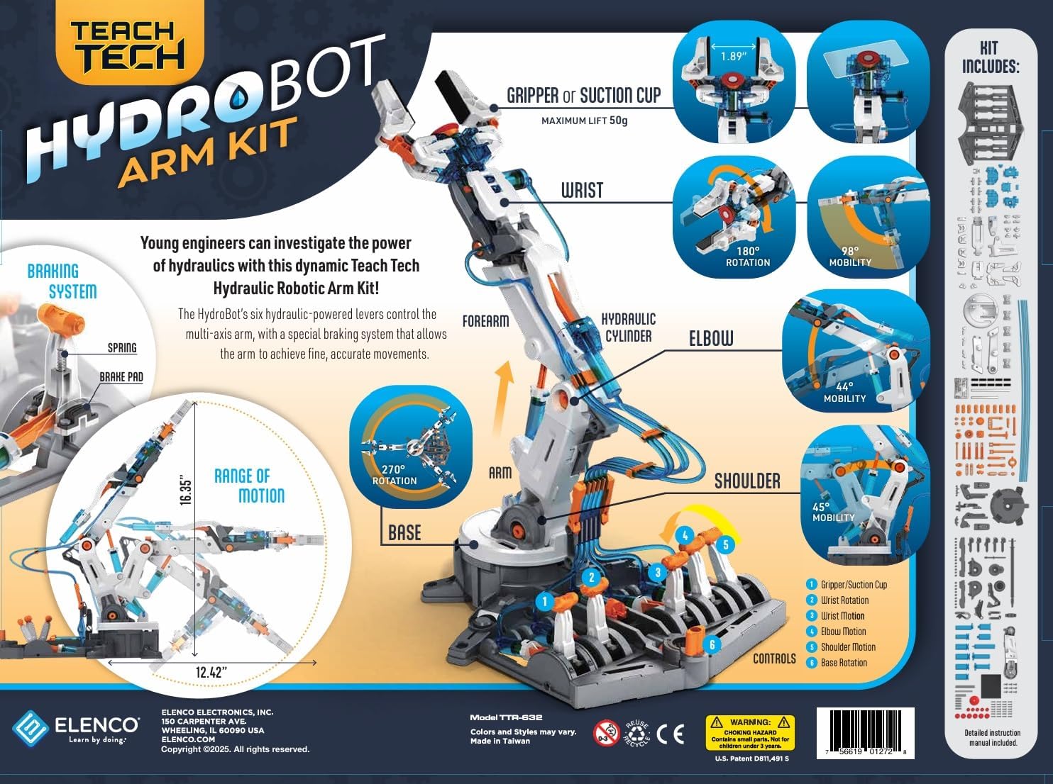 Thumbnail 1 de Teach Tech Hydrobot Arm Kit: Hydraulic 6-Axis Arm for STEM Learning