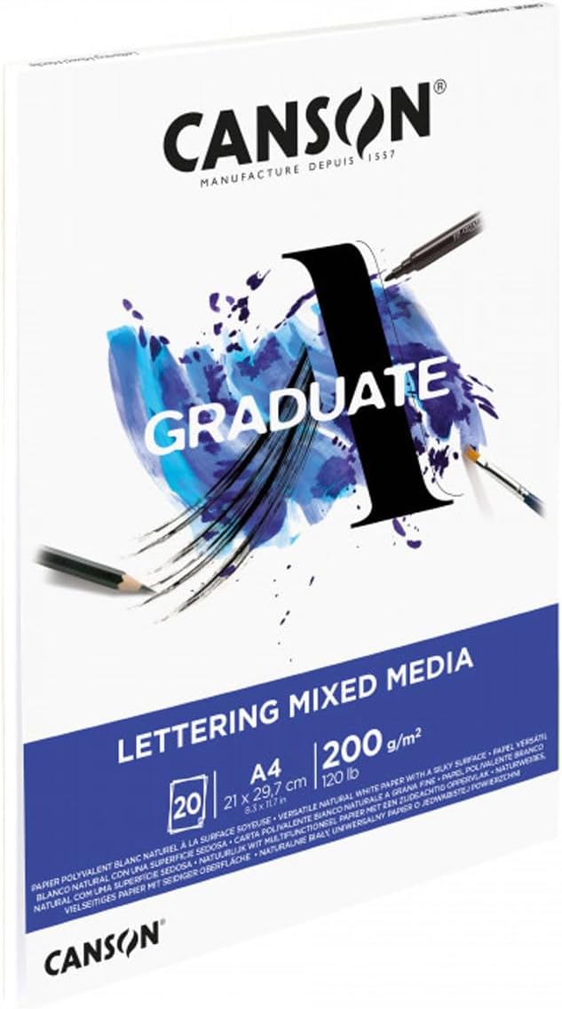 Detalle 2 de Canson Graduate Lettering Mixed Media – Blocco 20 fogli A4, 200 g/m², grana leggera