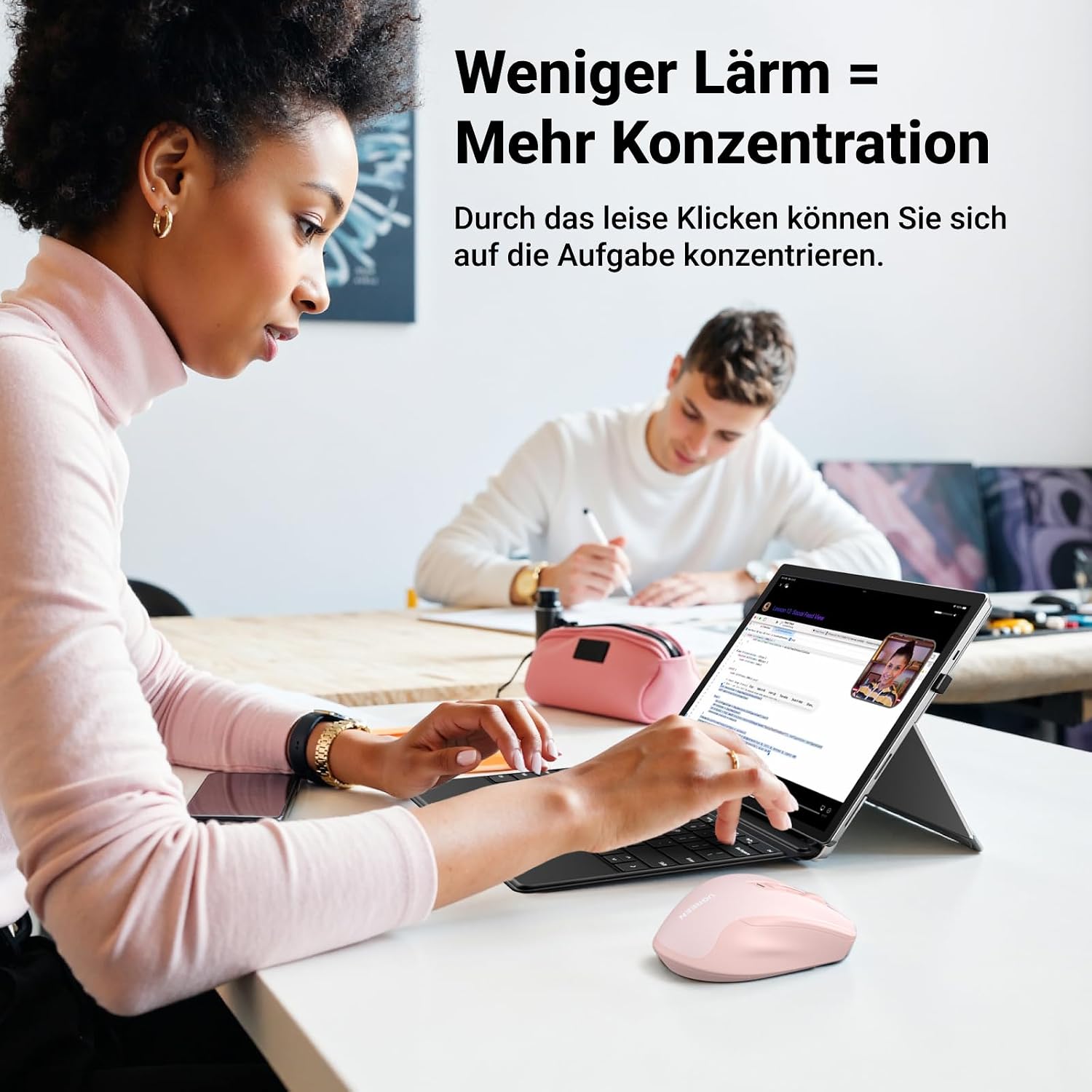 Thumbnail 4 de UGREEN 2.4G kabellose Maus – 4000 DPI, ergonomisch, 18 Monate Akkulaufzeit (Rosa)
