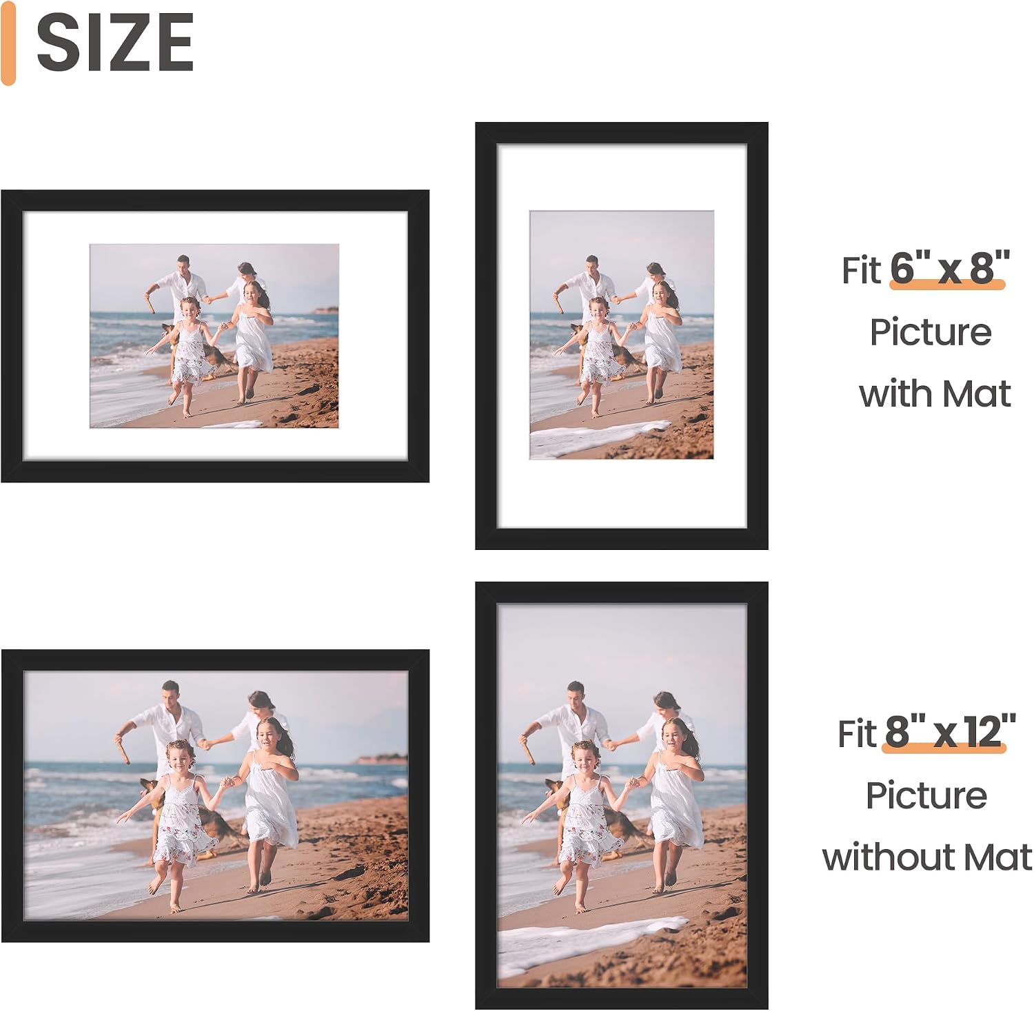 Detalle 1 de upsimples XUP01019 8x12 Picture Frame Set of 5, Black Plastic