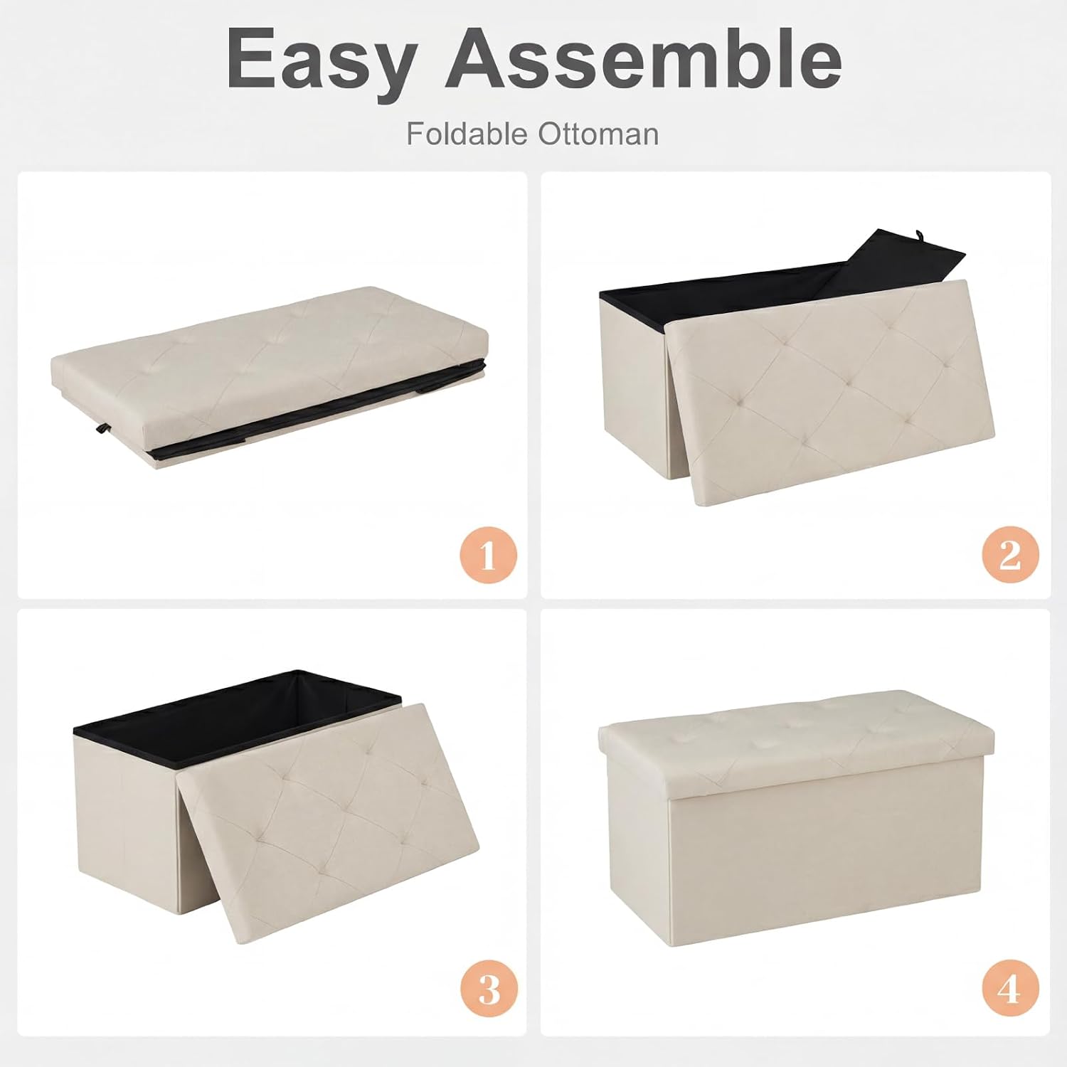 Detalle de Sweetcrispy Storage Ottoman Bench, 43-Inch