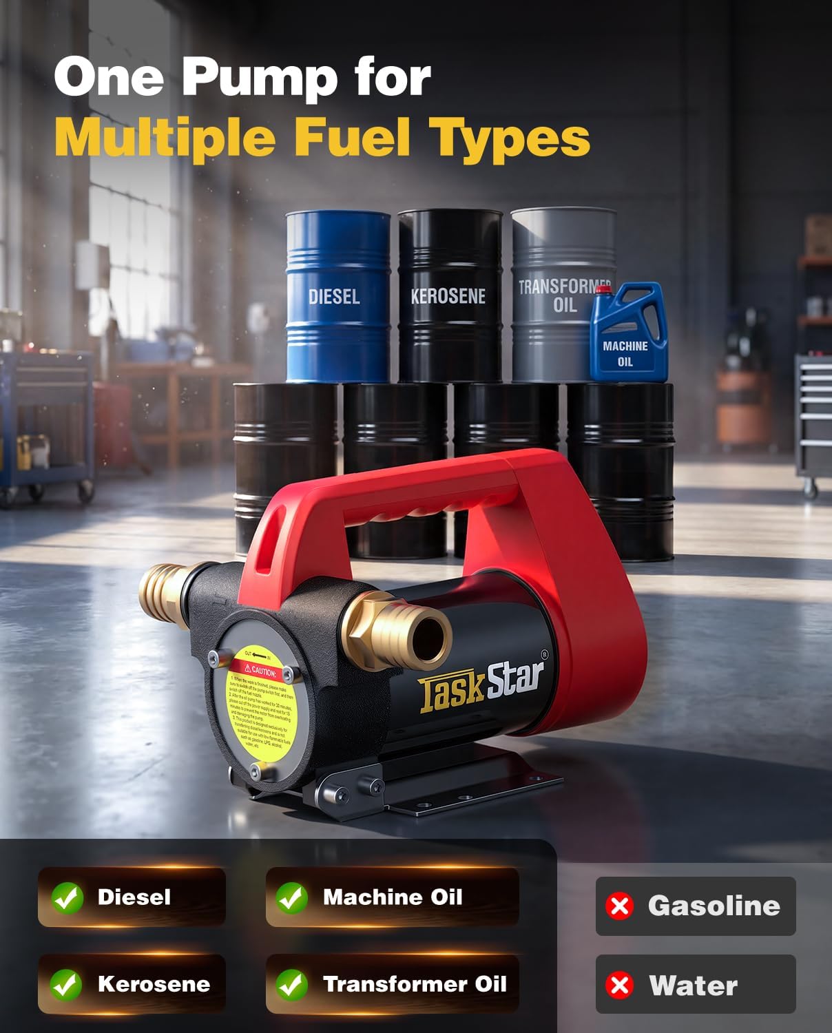 Thumbnail 3 de TaskStar 12V Fuel Transfer Pump Kit: 50L/Min Electric Diesel Transfer Pump with Nozzle, Filter & Hoses