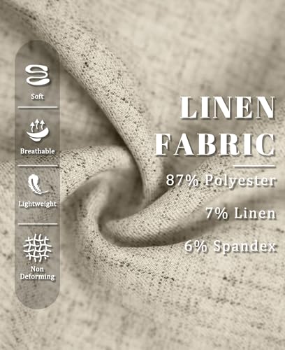 Thumbnail 3 de FEDTOSING Mens Baggy Casual Dress Trousers with Elastic Waist – Apricot Linen Wide Leg Trousers for Men
