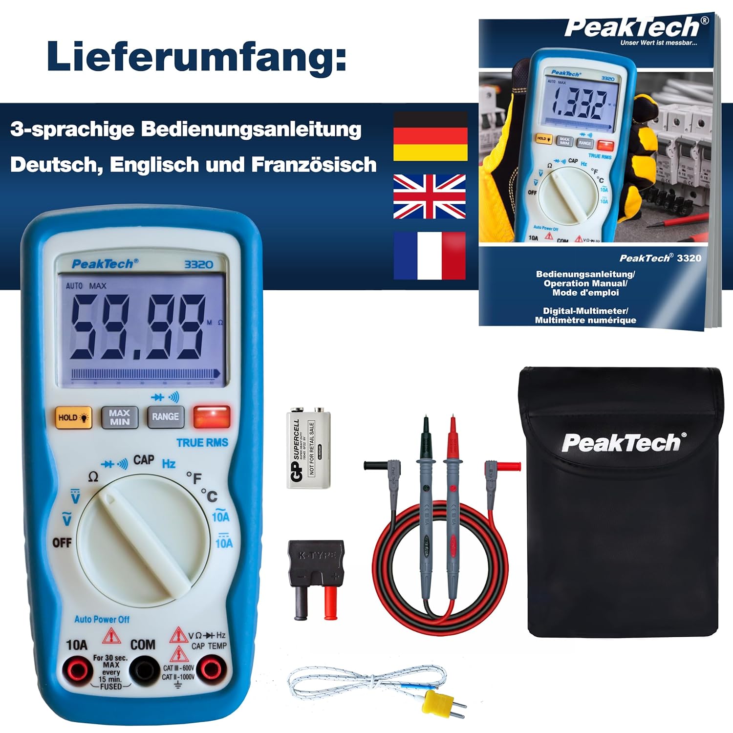 Thumbnail 6 de PeakTech P 3320: Tragbares TrueRMS-Multimeter mit 10 A AC/DC