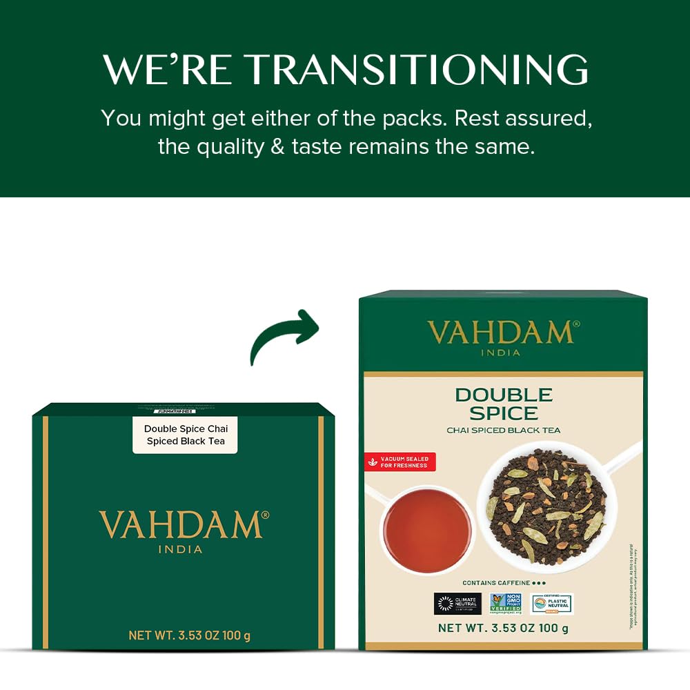 Detalle 2 de VAHDAM Double Spice Chai Tee (100 g) – kräftiger Masala-Chai mit Schwarzem Tee und doppelter Gewürzmischung
