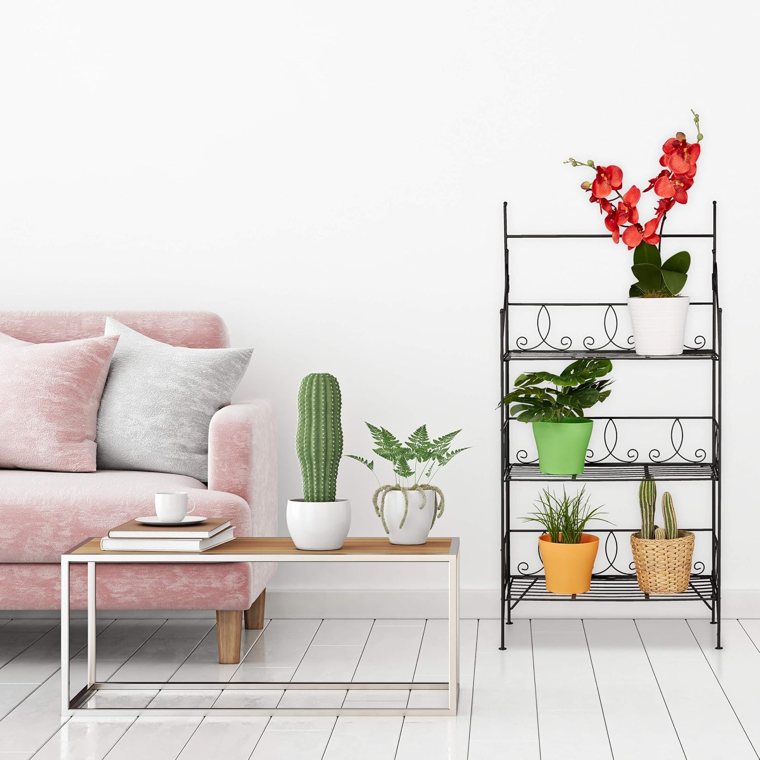 Thumbnail 1 de Relaxdays étagère d'extérieur pour jardin, 3 niveaux pliable en métal noir – style vintage