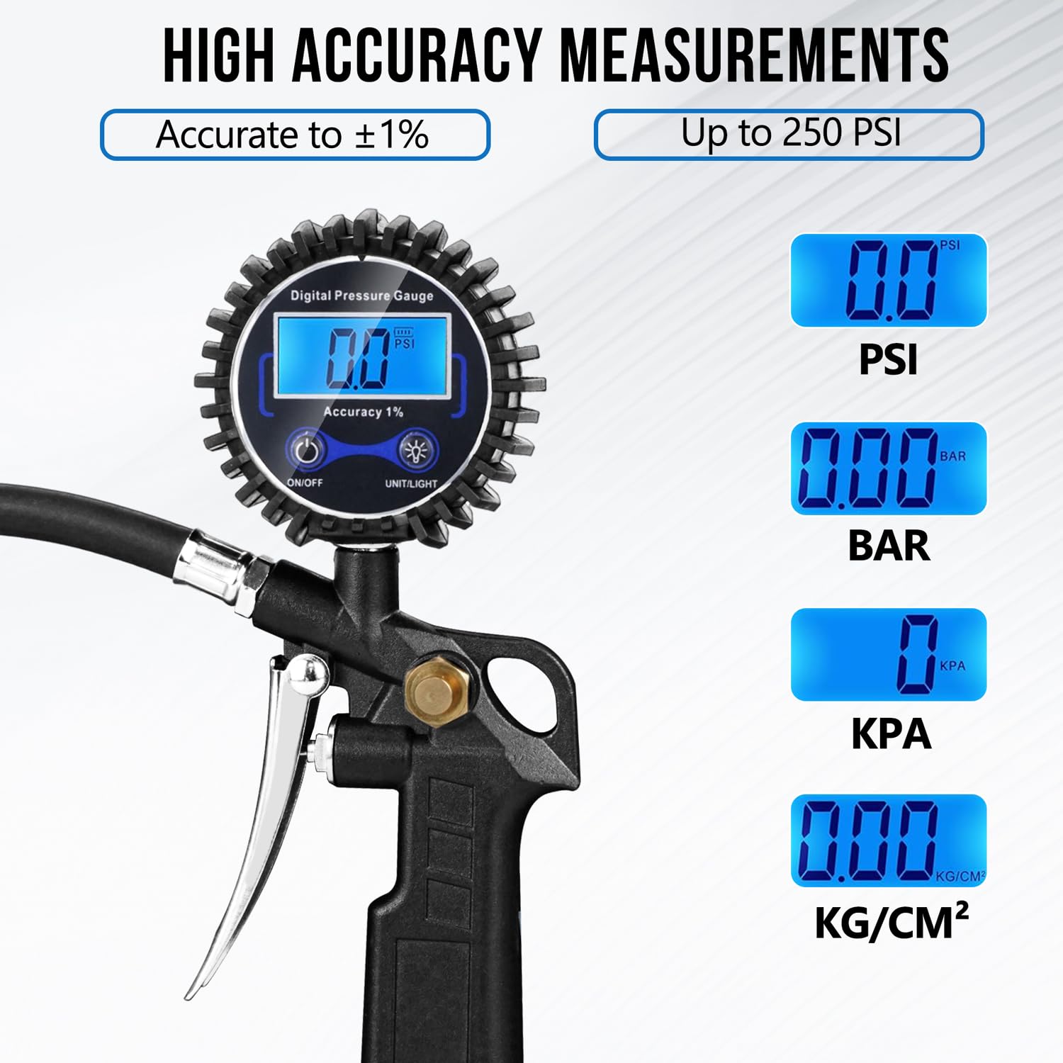 Thumbnail 1 de Digital Tyre Inflator with Pressure Gauge – 250 PSI air chuck & quick connect coupler